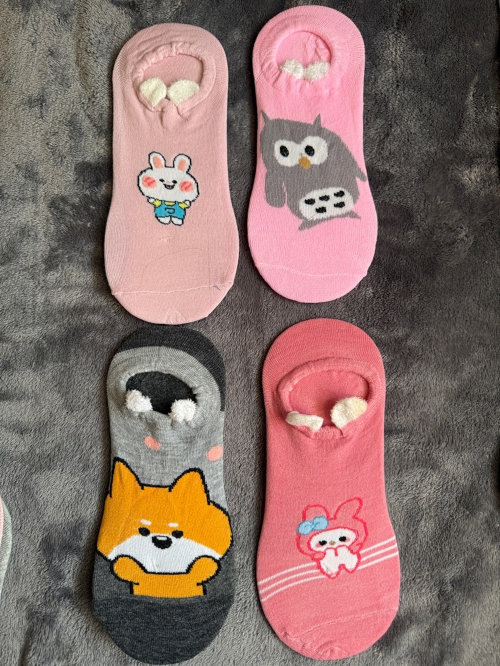 Character Socks - Pink, Gray & Coral - Cute Animal Designs